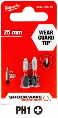 ΜΥΤΕΣ SHOCKWAVE™ PH1 X 25MM ΣΕΤ 2ΤΜΧ Milwaukee (4932430850)