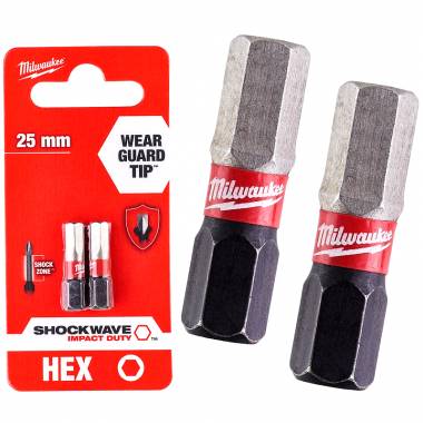 ΜΥΤΕΣ SHOCKWAVE™ HEX8 X 25MM ΣΕΤ 2ΤΜΧ Milwaukee (4932430898)