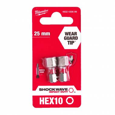 ΜΥΤΕΣ HEX 10Χ25mm ΣΕΤ 2ΤΜΧ SHOCKWAVE™ IMPACT DUTY Milwaukee (4932430899)