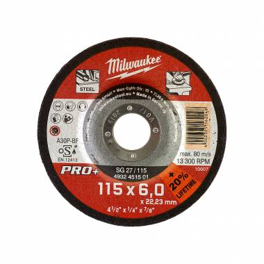 ΔΙΣΚΟΣ ΛΕΙΑΝΣΗΣ ΜΕΤΑΛΛΟΥ Ø115Χ6mm SG27/115 PRO+ Milwaukee (4932451501)