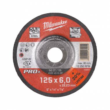 ΔΙΣΚΟΣ ΛΕΙΑΝΣΗΣ ΜΕΤΑΛΛΟΥ Ø125Χ6mm SG27/125PRO+ Milwaukee (4932451502)
